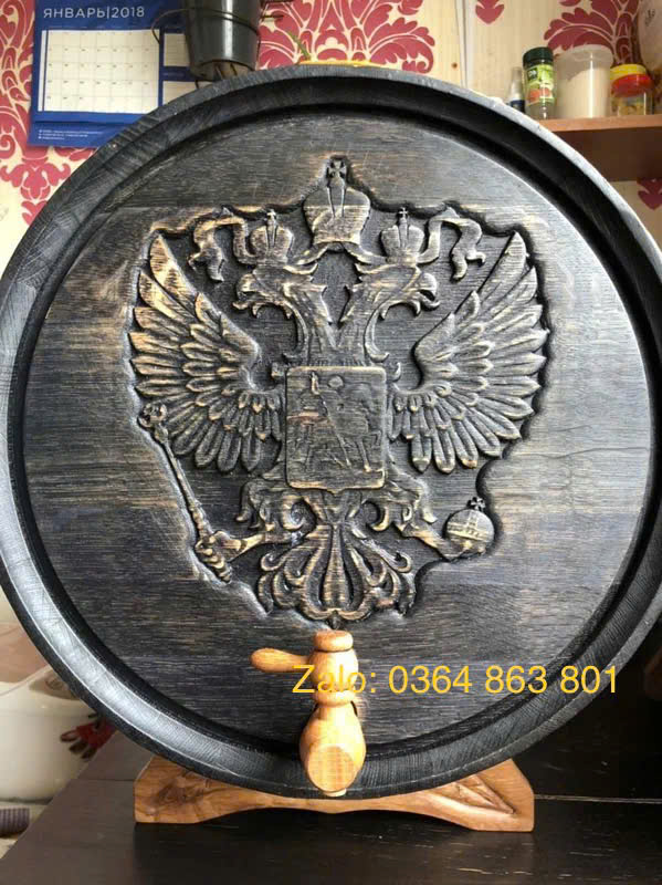 Thùng rượu gỗ sồi quốc huy Liên bang Nga